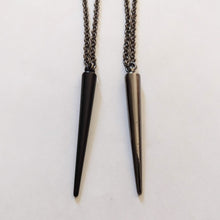 Load image into Gallery viewer, Spike Necklace, Black or Gunmetal Long Spike on Your Choice of Rolo Chain, Mens Jewelry