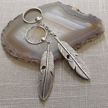 Load image into Gallery viewer, Feather Keychain, Backpack or Purse Charm, Zipper Pull, Mens Accessories