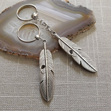 Load image into Gallery viewer, Feather Keychain, Backpack or Purse Charm, Zipper Pull, Mens Accessories