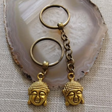 Load image into Gallery viewer, Antigue Gold Buddha Keychain Key Ring or Zipper Pull - Buddhist Keychain