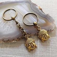 Load image into Gallery viewer, Antigue Gold Buddha Keychain Key Ring or Zipper Pull - Buddhist Keychain