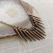 Load image into Gallery viewer, Bronze Spike Necklace on Cable Chain - Layering Jewelry