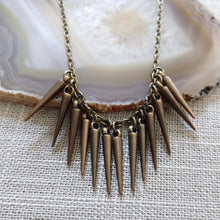 Load image into Gallery viewer, Bronze Spike Necklace on Cable Chain - Layering Jewelry