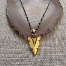 Load image into Gallery viewer, Brass Arrowhead Necklace, Your Choice of Curb Chain, Mens Arrowhead Jewelry, Layering Jewelry