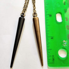 Load image into Gallery viewer, Matte Black Spike Necklace on Bronze Chain, Mens Minimalism Jewelry