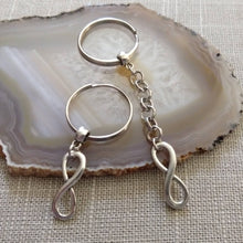 Load image into Gallery viewer, Silver Infinity Keychain Key Ring or Zipper Pull, Eight Keychain, Anniversary Gifts