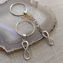 Load image into Gallery viewer, Silver Infinity Keychain Key Ring or Zipper Pull, Eight Keychain, Anniversary Gifts