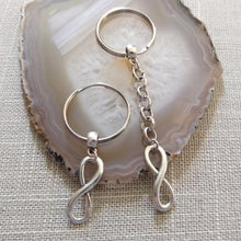 Load image into Gallery viewer, Silver Infinity Keychain Key Ring or Zipper Pull, Eight Keychain, Anniversary Gifts