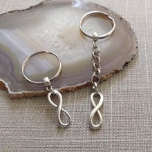 Load image into Gallery viewer, Silver Infinity Keychain Key Ring or Zipper Pull, Eight Keychain, Anniversary Gifts