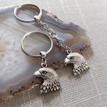 Load image into Gallery viewer, Silver American Eagle Keychain, Key Ring, Zipper Pull, Purse or Backpack Charm