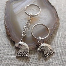 Load image into Gallery viewer, Silver American Eagle Keychain, Key Ring, Zipper Pull, Purse or Backpack Charm