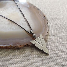 Load image into Gallery viewer, Arrowhead Necklace on Thin Gunmetal Chain - Mens Arrowhead Necklace