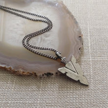 Load image into Gallery viewer, Arrowhead Necklace on Thin Gunmetal Chain - Mens Arrowhead Necklace