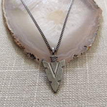 Load image into Gallery viewer, Arrowhead Necklace on Thin Gunmetal Chain - Mens Arrowhead Necklace