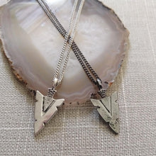 Load image into Gallery viewer, Arrowhead Necklace on Thin Gunmetal Chain - Mens Arrowhead Necklace