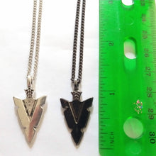 Load image into Gallery viewer, Arrowhead Necklace on Thin Gunmetal Chain - Mens Arrowhead Necklace