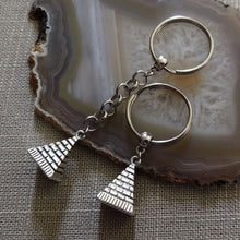 Load image into Gallery viewer, Pyramid Keychain Key Ring or Zipper Pull, Egyptian Backpack or Purse Charm