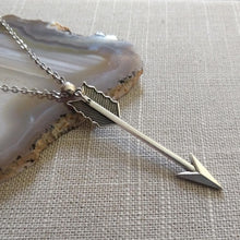 Load image into Gallery viewer, Arrow Necklace on Silver Cable Chain, Mens Jewelry