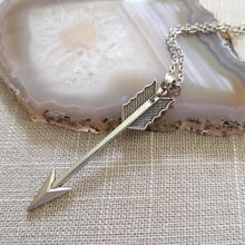 Load image into Gallery viewer, Arrow Necklace on Silver Cable Chain, Mens Jewelry