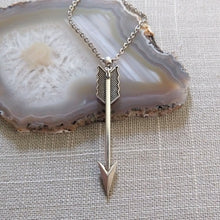 Load image into Gallery viewer, Arrow Necklace on Silver Cable Chain, Mens Jewelry