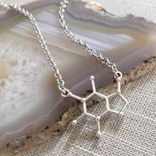 Load image into Gallery viewer, Caffeine Coffee Molecule Necklace, Molecular Scientist Jewelry