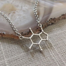 Load image into Gallery viewer, Caffeine Coffee Molecule Necklace, Molecular Scientist Jewelry