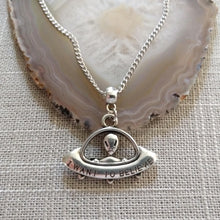 Load image into Gallery viewer, UFO Alien Spaceship Necklace on Silver Curb Chain, Mens Jewelry