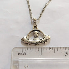 Load image into Gallery viewer, UFO Alien Spaceship Necklace on Gunmetal Curb Chain, Mens Jewelry