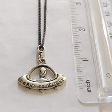Load image into Gallery viewer, UFO Alien Spaceship Necklace on Gunmetal Curb Chain, Mens Jewelry