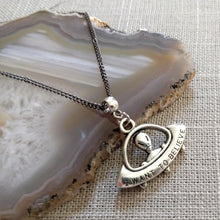 Load image into Gallery viewer, UFO Alien Spaceship Necklace on Gunmetal Curb Chain, Mens Jewelry
