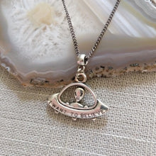 Load image into Gallery viewer, UFO Alien Spaceship Necklace on Gunmetal Curb Chain, Mens Jewelry