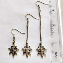 Load image into Gallery viewer, Marijuana Pot Weed Leaf Earrings - Dangle Long Chain Earrings