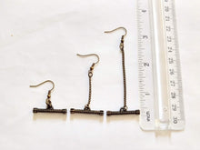 Load image into Gallery viewer, Textured Bar Earrings, Your Choice of Three Lengths, Dangle Drop Chain Earrings