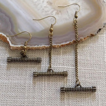 Load image into Gallery viewer, Textured Bar Earrings, Your Choice of Three Lengths, Dangle Drop Chain Earrings