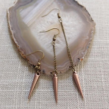 Load image into Gallery viewer, Champagne Spike Earrings - Your Choice of Three Lengths - Long Dangle Chain Earrings
