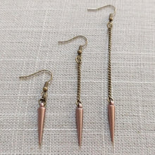 Load image into Gallery viewer, Champagne Spike Earrings - Your Choice of Three Lengths - Long Dangle Chain Earrings