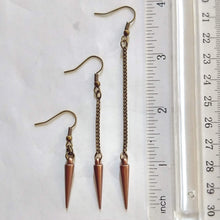 Load image into Gallery viewer, Champagne Spike Earrings - Your Choice of Three Lengths - Long Dangle Chain Earrings