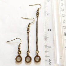 Load image into Gallery viewer, Minimalist Circle Earrings, Your Choice of Five Lengths, Long Dangle Drop Earrings