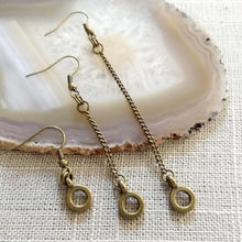 Load image into Gallery viewer, Minimalist Circle Earrings, Your Choice of Five Lengths, Long Dangle Drop Earrings