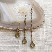 Load image into Gallery viewer, Minimalist Circle Earrings, Your Choice of Five Lengths, Long Dangle Drop Earrings
