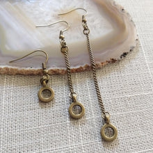 Load image into Gallery viewer, Minimalist Circle Earrings, Your Choice of Five Lengths, Long Dangle Drop Earrings