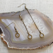 Load image into Gallery viewer, Minimalist Circle Earrings, Your Choice of Five Lengths, Long Dangle Drop Earrings