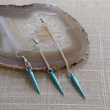 Load image into Gallery viewer, Copy of Silver Spike Earrings - Spike Earrings / Silver Earrings / Dangle Earrings / Long Earrings / Chain Earrings / Bohemian Jewelry