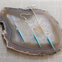 Load image into Gallery viewer, Copy of Silver Spike Earrings - Spike Earrings / Silver Earrings / Dangle Earrings / Long Earrings / Chain Earrings / Bohemian Jewelry