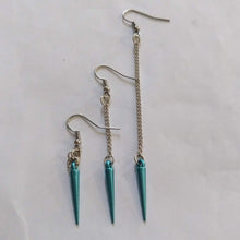 Load image into Gallery viewer, Copy of Silver Spike Earrings - Spike Earrings / Silver Earrings / Dangle Earrings / Long Earrings / Chain Earrings / Bohemian Jewelry