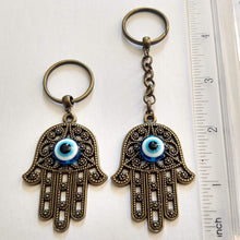 Load image into Gallery viewer, Hamsa Keychain, Evil Eye Backpack Purse Charm, Zipper Pulls, Yoga Zen Reiki Talisman