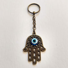 Load image into Gallery viewer, Hamsa Keychain, Evil Eye Backpack Purse Charm, Zipper Pulls, Yoga Zen Reiki Talisman