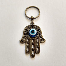 Load image into Gallery viewer, Hamsa Keychain, Evil Eye Backpack Purse Charm, Zipper Pulls, Yoga Zen Reiki Talisman