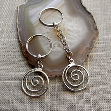 Load image into Gallery viewer, Spiral Keychain, Silver Backpack or Purse Charm, Zipper Pull, Key Fob Lanyards