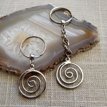 Load image into Gallery viewer, Spiral Keychain, Silver Backpack or Purse Charm, Zipper Pull, Key Fob Lanyards